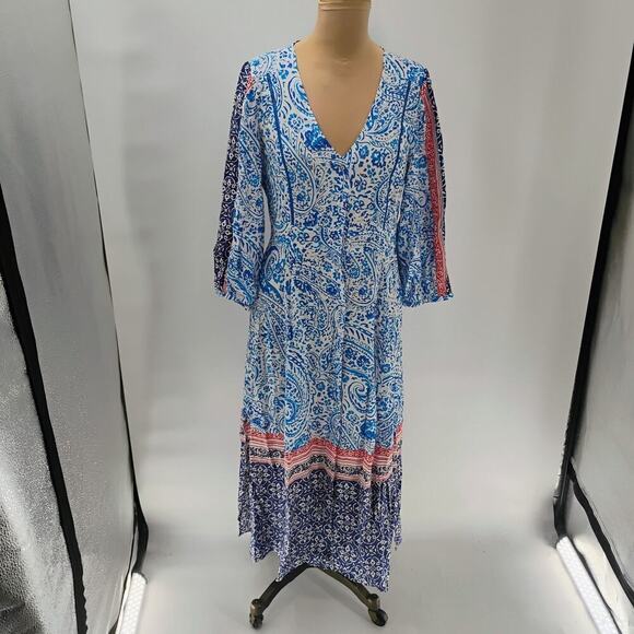 ZARA WOMAN PRINTED TUNIC DRESS Blue / White| 8131/413 geometric print boho - Picture 4 of 14